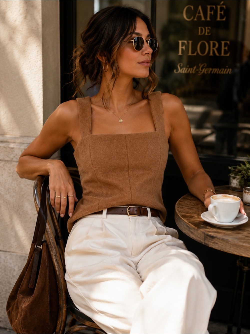 Zara Faux Fur Wool Blend Corset Top Camel Brown M Side Zip